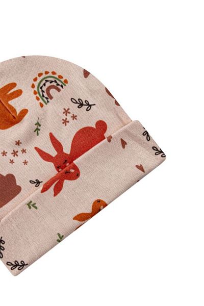 Bondilolly Baby Hat Rabbit Patterned Cotton Interlock
