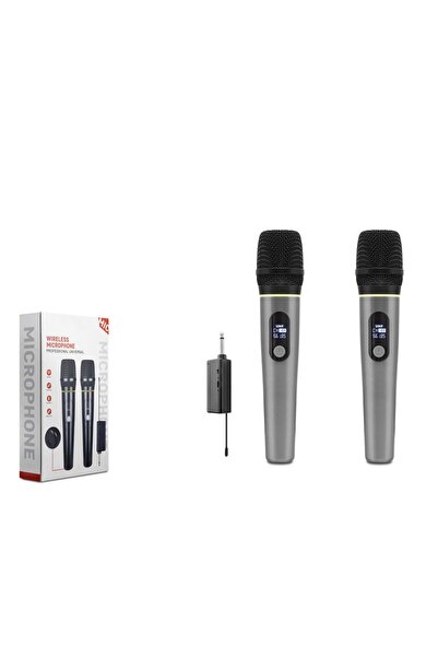 HADRON Hdx2791G Kablosuz 2*Mikrofon Profesyonel Uhf 6.5Mm Gri