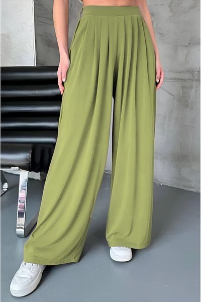 adba style 4020 Elastic Waist Modal Fabric Pleated Shalwar Women's Trousers
