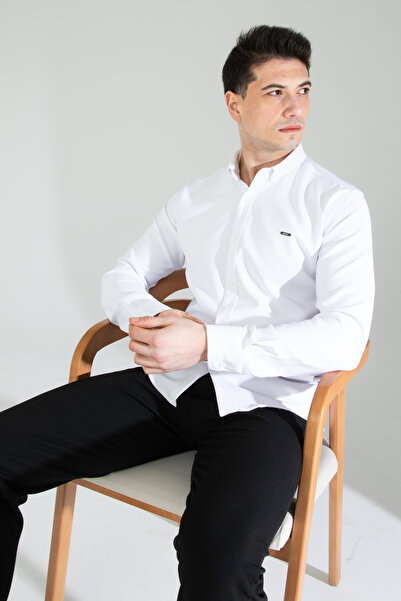 Artı1 Slim Fit Long Sleeve Easy-Iron Sweat-Absorbing Breathable Texture Four Seasons Men's Shirt