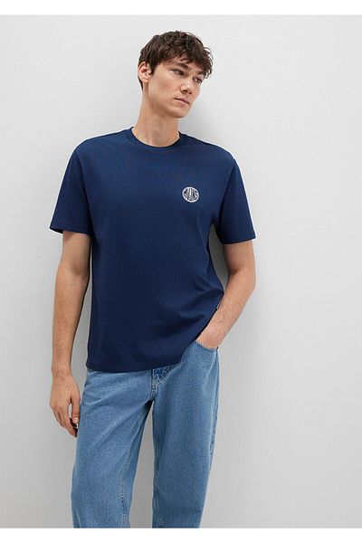 Mavi Μπλουζάκι με τυπωμένο λογότυπο Navy Blue Loose Fit / Loose Fit 0613014-70497