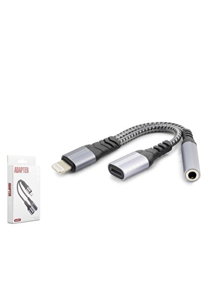 HADRON GJ012 Lightning Type-C 3.5 mm Şarj Ses Ayırıcı Kablo Siyah