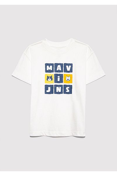Mavi Jeans Printed White T-Shirt Loose Fit / Loose Relaxed Fit 7610366-70057
