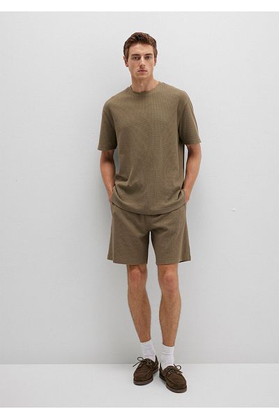 Mavi Textured Khaki Basic T-Shirt Loose Fit / Loose Relaxed Fit 0612829-71816