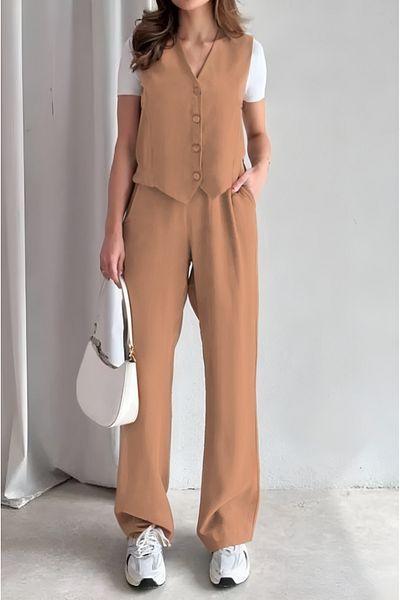 Feela Moda 2011 Women's Modal Fabric Woven Vest Palazzo Suit