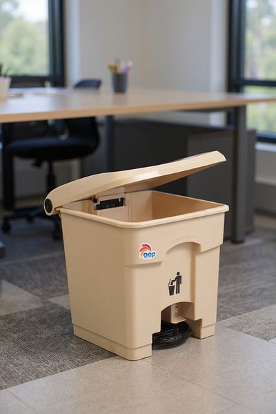 Living Plastic Garbage Bin - 45 Liters - Stylish and Durable Beige Waste Bin for Home and Office