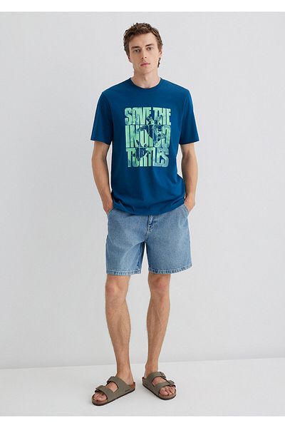 Mavi Μπλουζάκι με στάμπα Indigo Turtles Regular Fit / Normal Cut 0612994-89110