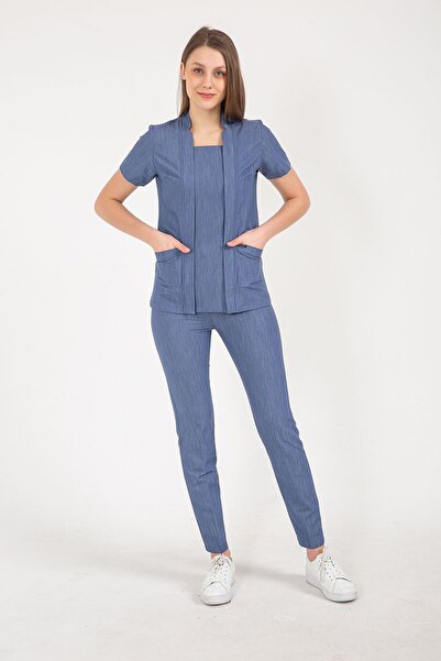 Onur Forma Square Collor Kadın Takım - Kot Rengi