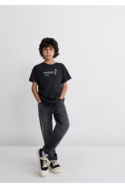Mavi Printed Anthracite T-Shirt Oversize / Wide Cut 6610275-70087