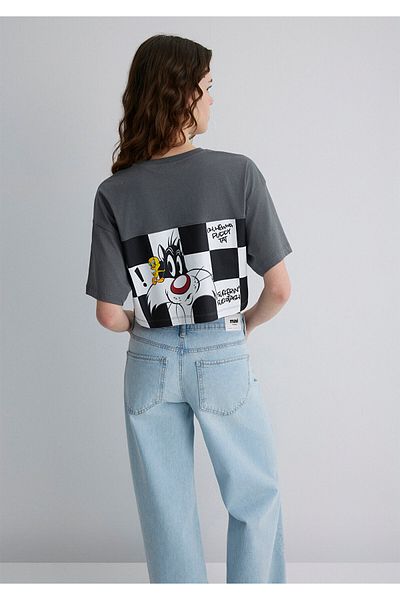 Mavi Sylvester Printed Anthracite T-Shirt Crop / Short Cut 1613358 -70121
