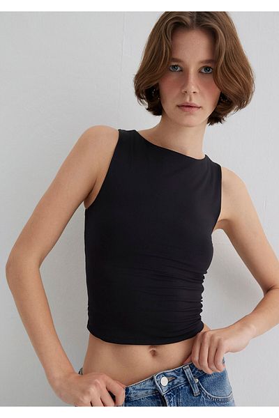 Mavi Boat Neck Black Polyamide Ball Fitted / Body Fitted Cut 1613497-900