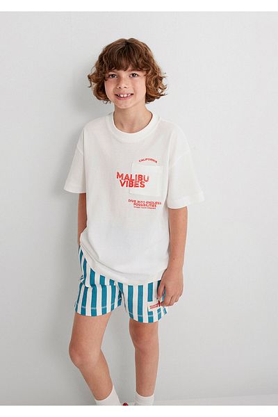 Mavi Τυπωμένο λευκό μπλουζάκι Oversize / Wide Cut 6610327-70057