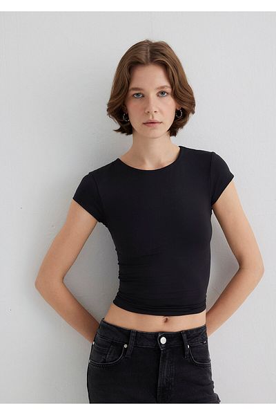 Mavi Black Polyamide T-Shirt Fitted / Fitted Cut 1613500-900