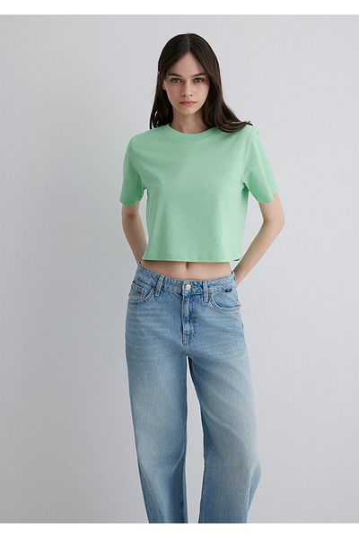 Mavi Green Crop Basic T-Shirt Crop / Short Cut 1613072-71759