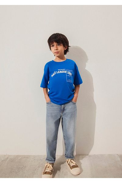 Mavi Μπλε μπλουζάκι με στάμπα Game Day Loose Fit / Loose Relaxed Fit 6610265 -82491