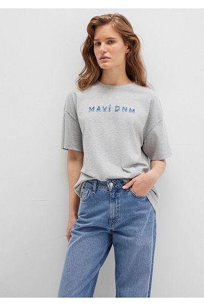 Mavi Printed Gray T-Shirt Loose Fit / Loose Relaxed Cut 1613146 -83096