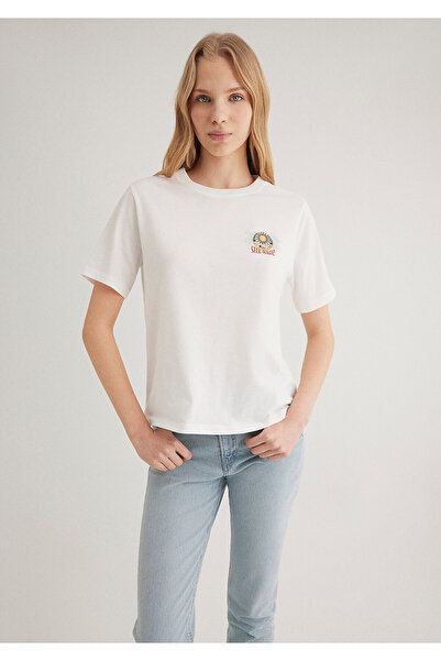 Mavi Astroloji Baskılı Ekru Kadın T-Shirt M1612976-70057