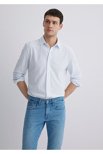 Mavi Cămașă albă cu dungi Slim Fit / Slim Fit 0211403-88654