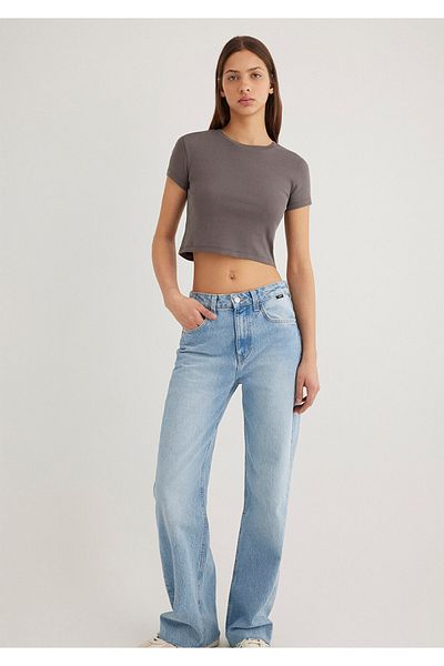 Mavi Gray Basic Crop T-Shirt Crop / Short Cut 1600814-70095