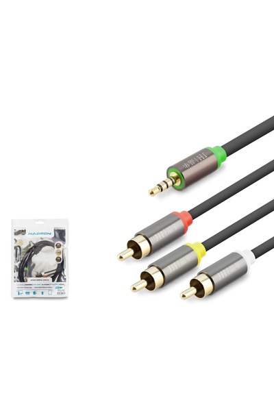 HADRON HDX1064 كابل صوت وصورة TRRS مقاس 3.5 ملم إلى 3 RCA بطول 1.5 متر أسود