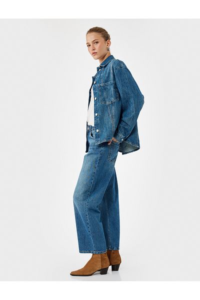 Koton Cotton Straight Leg Pocket Jeans - Straight Jeans