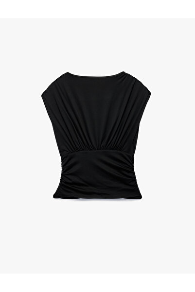 Koton Slim Fit Draped Double Breasted Sleeveless Blouse