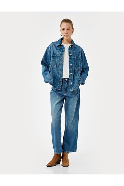 Koton Cotton Straight Leg Pocket Jeans - Straight Jeans