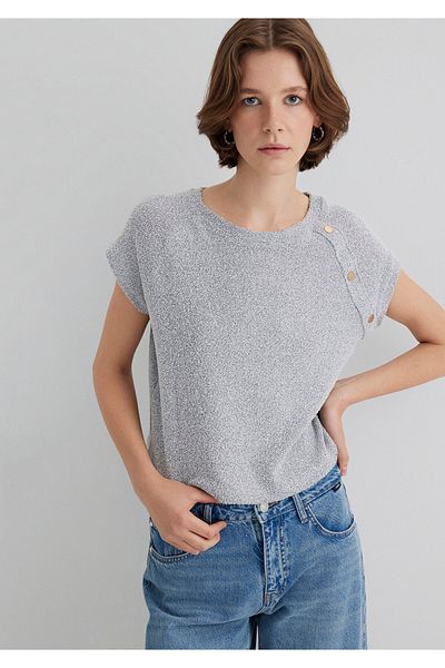 Mavi Button Detailed Gray T-Shirt Regular Fit 1612933 -83096