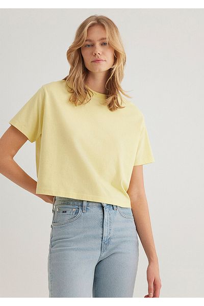 Mavi Жълта базова тениска с кръгло деколте Boxy Fit 1611651-71303