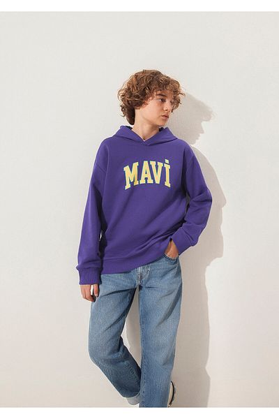 Mavi Purple Hooded Logo Printed Sweatshirt - 6S10113-70692