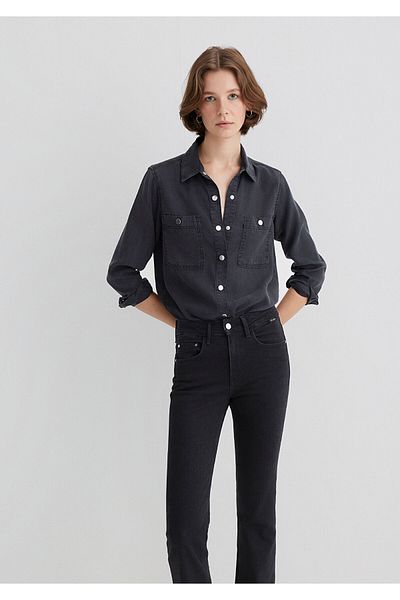 Mavi Betty Gold Classic Anthracite Jean πουκάμισο με εφαρμογή / Εφαρμοσμένη εφαρμογή 1210818 -87811