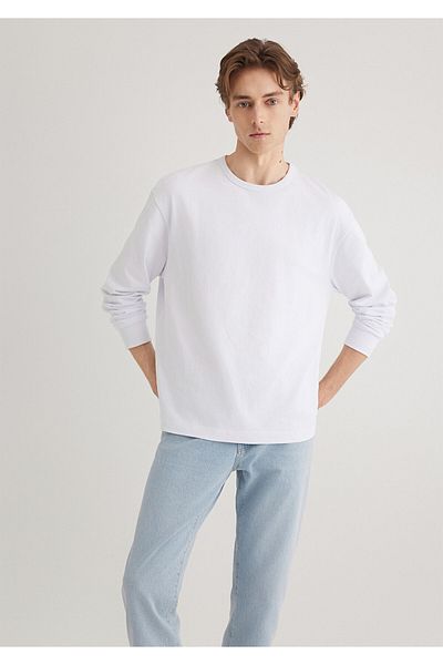 Mavi Λευκό μακρυμάνικο μπλουζάκι Loose Fit / Loose Relaxed Fit 0612488 -620