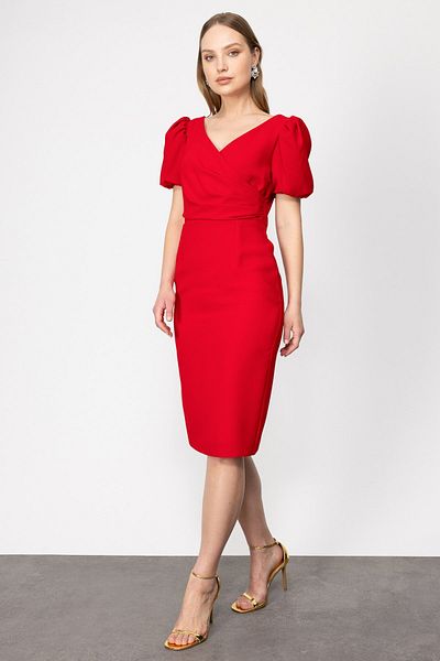 Ekol Mi Double Breasted Collar Short Sleeve Dress