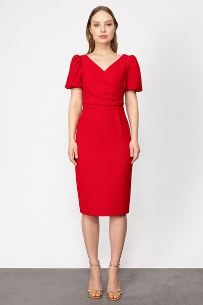 Ekol Mi Double Breasted Collar Short Sleeve Dress