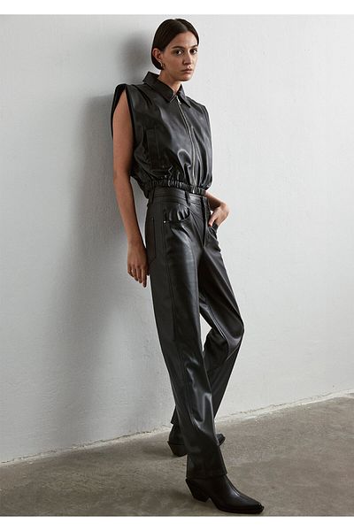 Mavi Faux Leather Black Trousers 1010979 -900