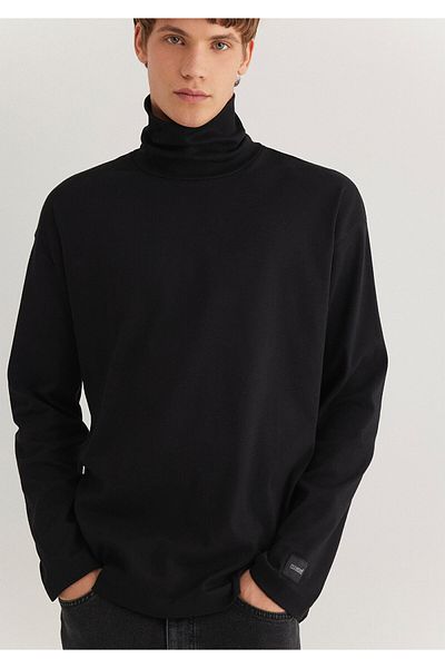 Mavi Μαύρο μπλουζάκι με χοντρό μπλουζάκι Loose Fit / Loose Relaxed Fit 0612409-900
