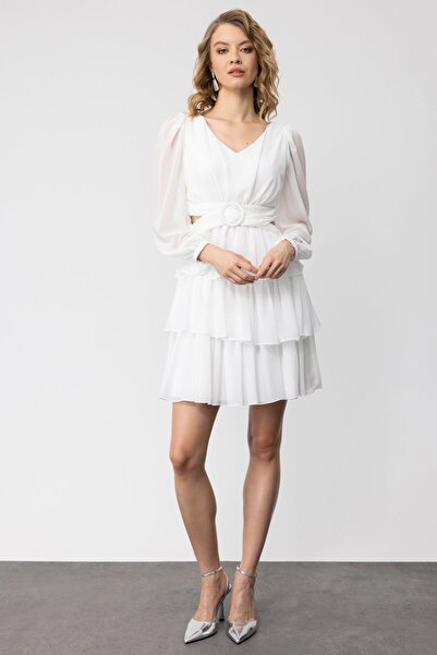 Ekol فستان من الشيفون بإبزيم على الخصر