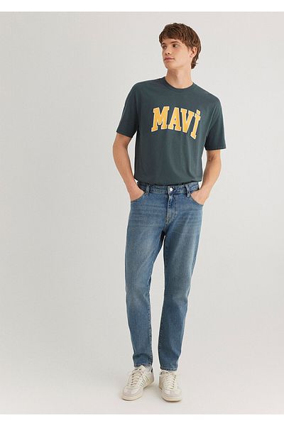 Mavi Logo Printed Green T-Shirt Loose Fit / Loose Relaxed Fit 0611711 -71598
