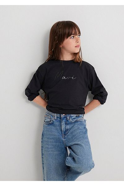 Mavi Black Long Sleeve Logo Printed Regular Fit T-Shirt - 7610220 -900