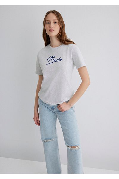 Mavi Embroidered Gray T-Shirt Regular Fit 1612421 -87033