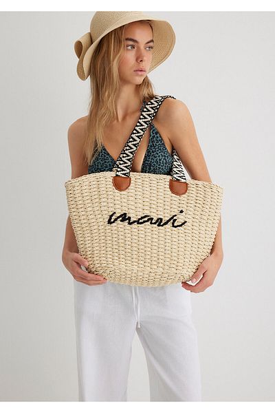 Mavi Logo Straw Shoulder Bag 1910145-82044