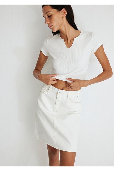 Mavi Valerie Casual Broken White Jean Φούστα1319887100