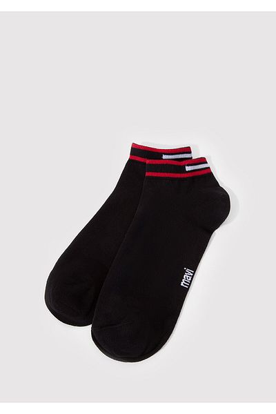 Mavi Schwarze Booties-Socken mit Streifendetail 0911609 -900