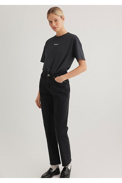 Mavi Logo Printed Anthracite T-Shirt Loose Fit / Loose Relaxed Fit 1612518 -70087