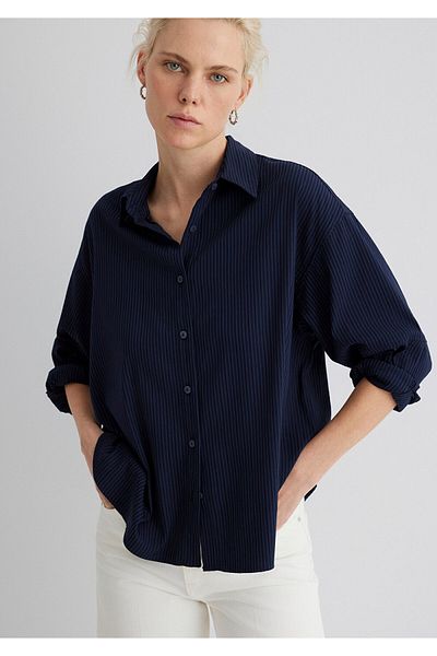 Mavi Striped Navy Blue Shirt Oversize / Wide Cut1210878-83699