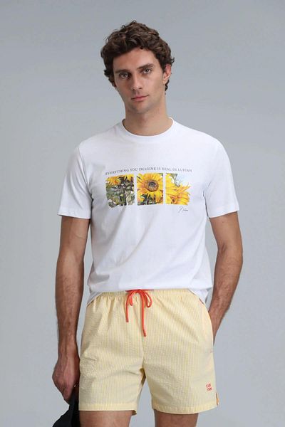 Lufian 111020192 Ιουνίου Μοντέρνο γραφικό T-shirt Ανδρικό T-shirt Λευκό