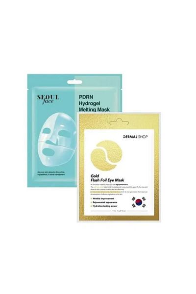 Dermal Pdrn Melting Mask Moisturizing Skin Repair Transparent Gel Mask 34 Gr and Eye Mask Gold 4 Gr.