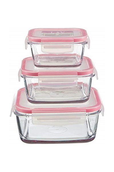 Benca Mutfak Brand: Lv-Frescos1 Fresco 3-Piece Glass Storage Container Set, Microwave Oven Compatible & Lock