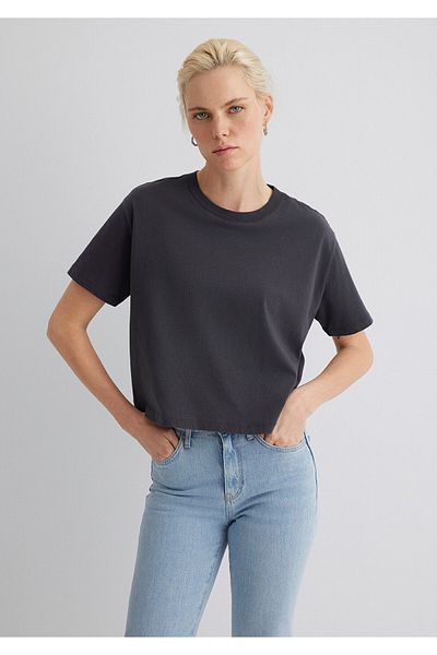 Mavi Anthracite Crew Neck Loose Fit T-Shirt - 1611651 -70087