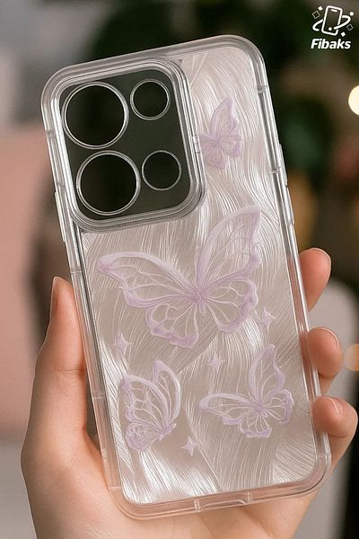 Fibaks حافظة Redmi Note 13 Pro 4G قابلة للفصل مع حماية للكاميرا، نمط فراشة ثلاثية الأبعاد لامعة ممتصة للصدمات